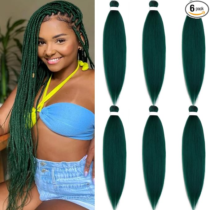 Dark Green Braiding Hair 6 Packs