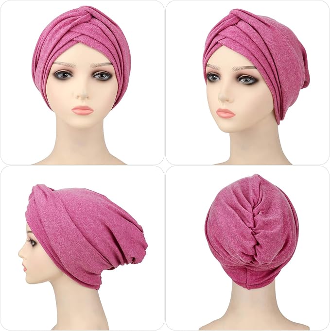5 Pcs Cross Knotted Turban Hat: Solid Color C