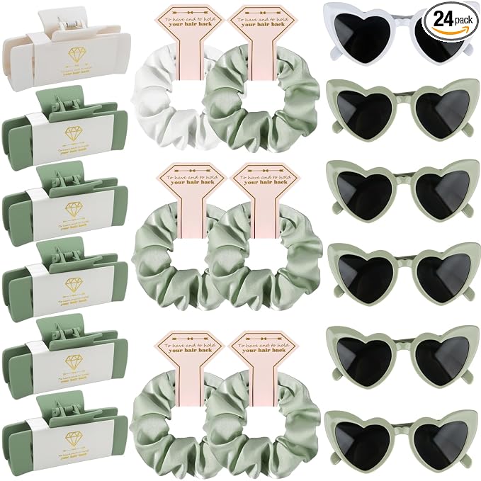 18pcs White&Sage Green