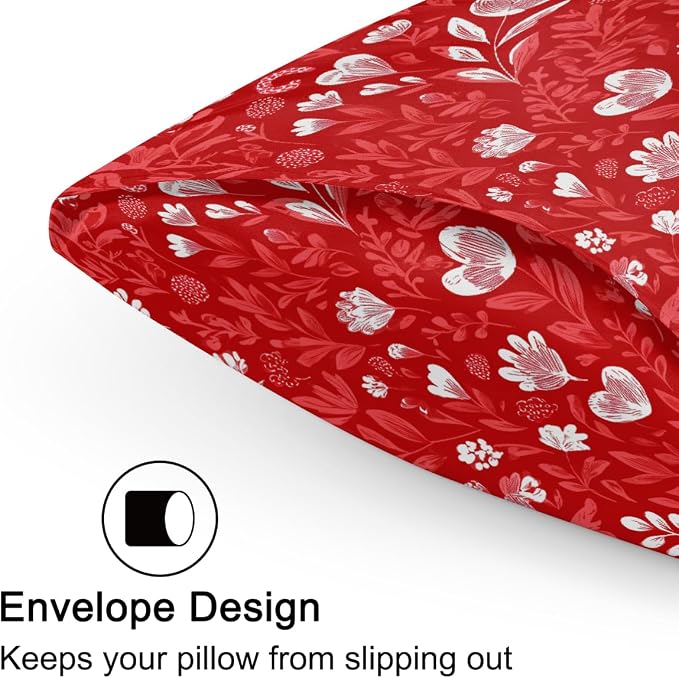 Red Floral Leaves Hearts