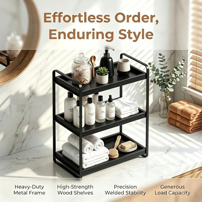 3-tier Black Wood Rack