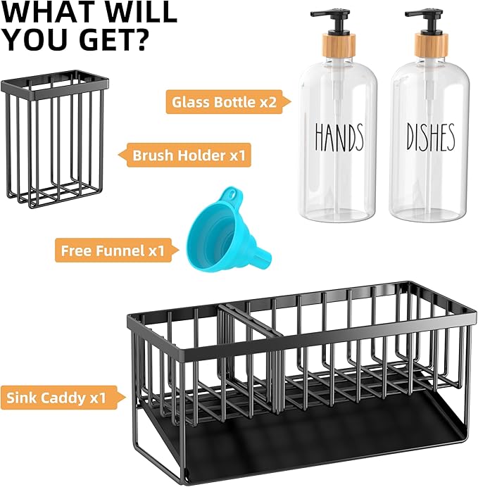 Black Sponge Holder + Clear Bottle