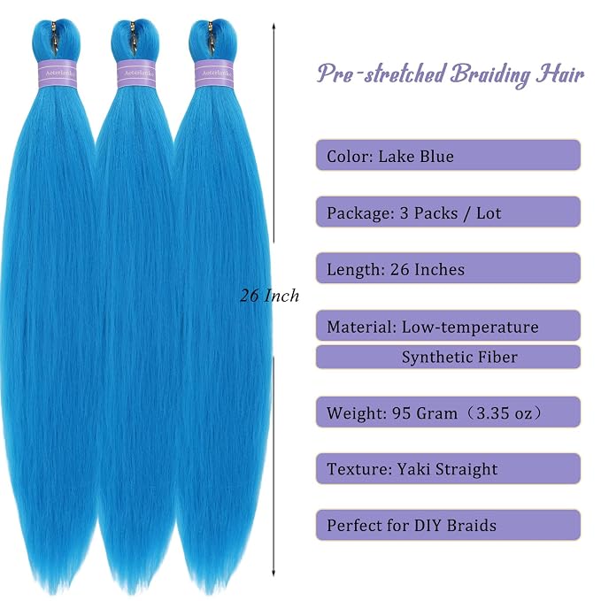 Lake Blue Braiding Hair Pre Stretched