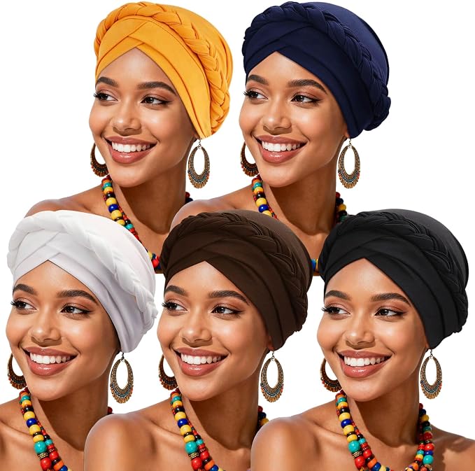 5 Pack Twisted Braid: Ginger, Navy, White, Coffee, Black