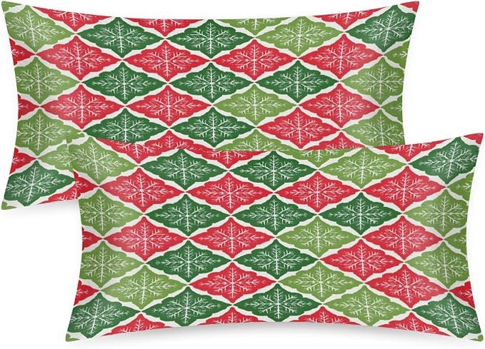 Red Green Snowflakes Retro