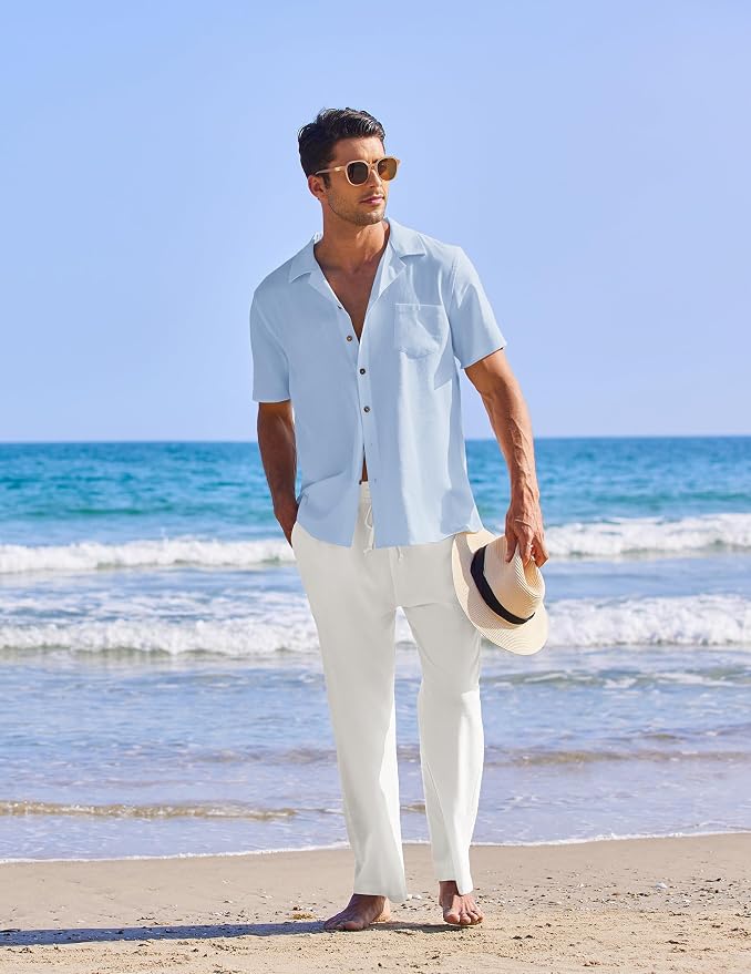 Light Blue Shirt/White Pants