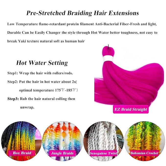Hot Pink Braiding Hair 6 Packs