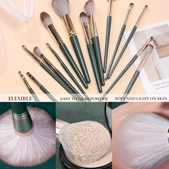 14 Green Brushes + Insert Bag