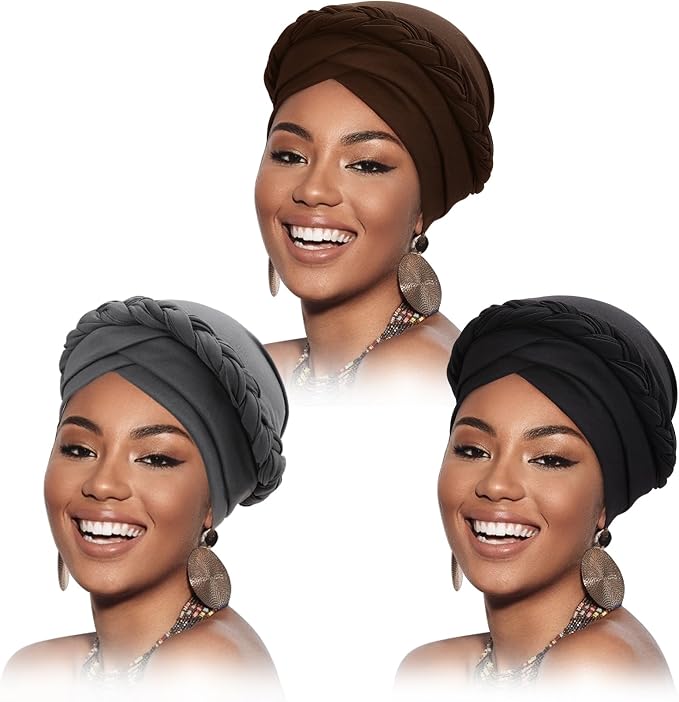3 Pcs Twisted Braid: Dark Grey/Dark Brown/Black