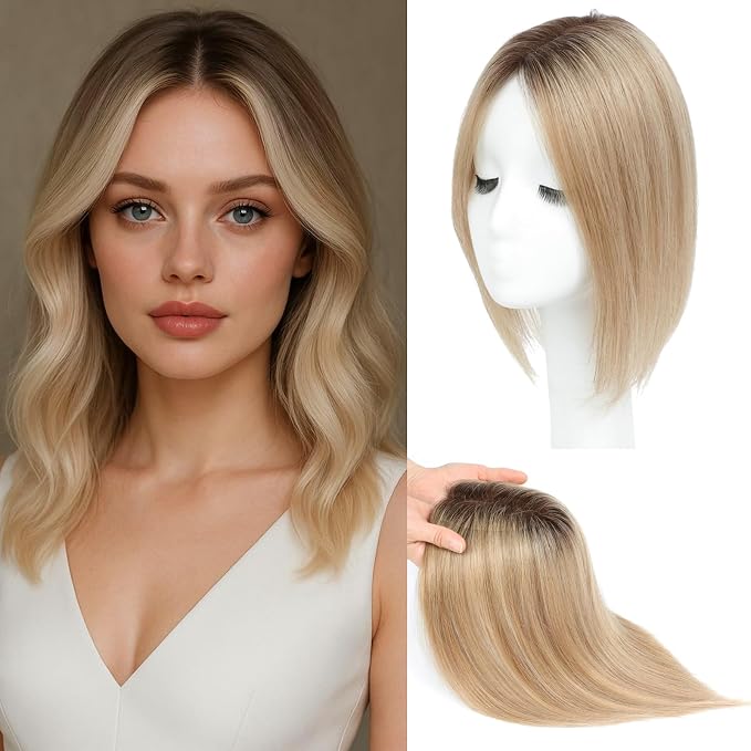 Honey Blonde with Dark Brown Root