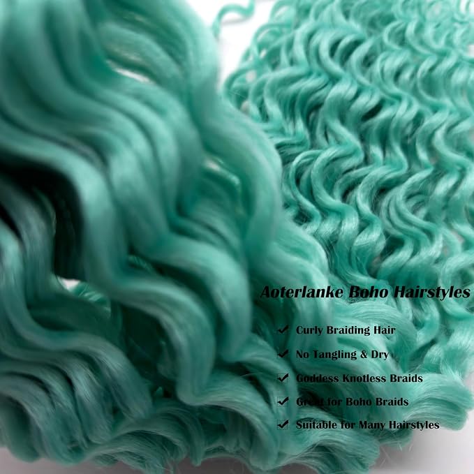 Mint Braiding Hair with Boho Curls