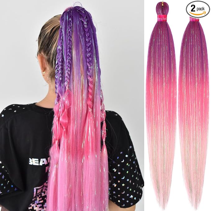 purple hot pink with tinsel
