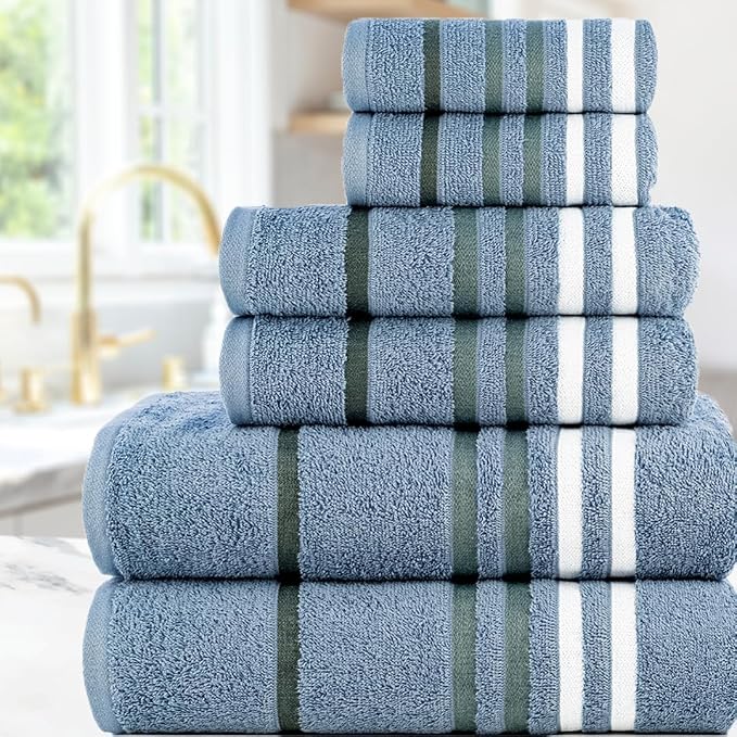 Exotic 6pcs Towel Set Steel Blue