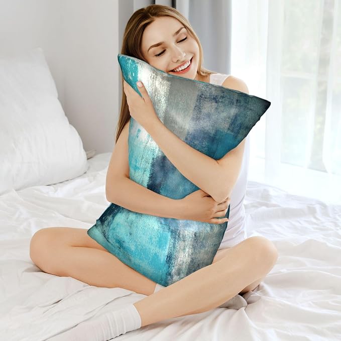 Turquoise and Grey Abstract Art