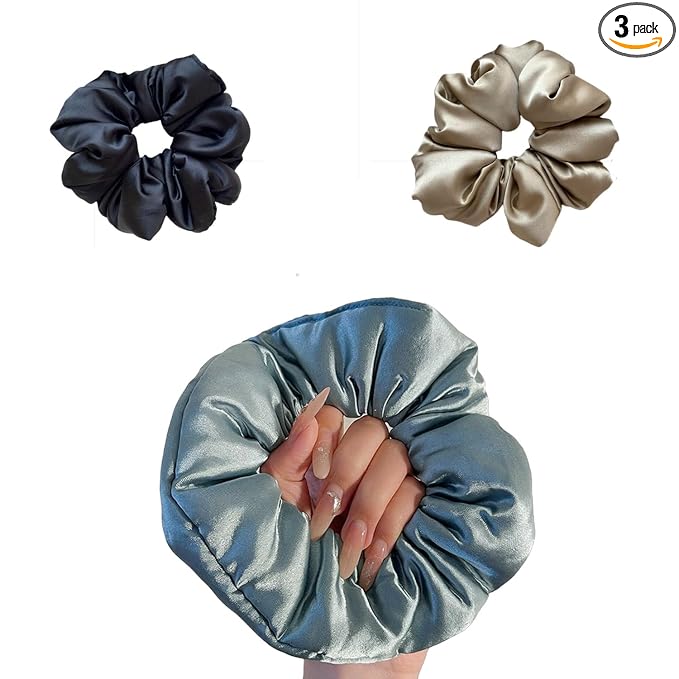 Satin Flower Scrunchies Hair Tie Plus 3 Pieces