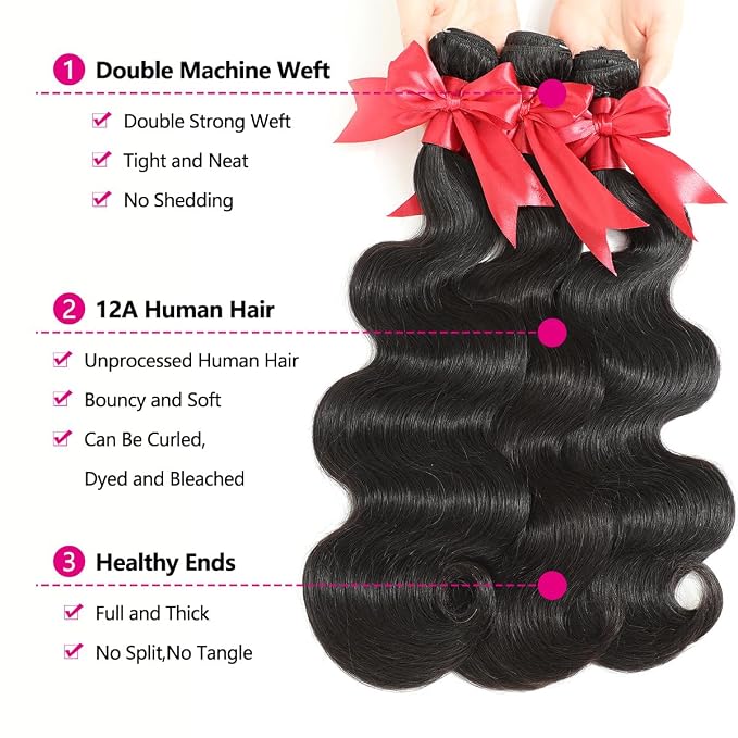 body wave bundles with 13x4 frontal