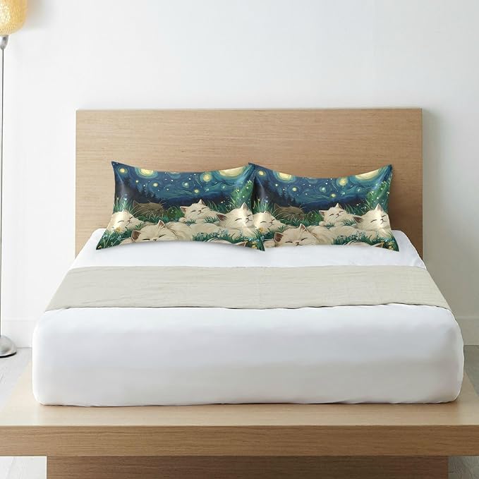 Laying Ragdoll Cats Floral Starry Night