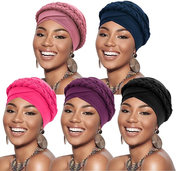 5 Pcs Double Twisted Braids: Black/Navy Blue/Maroon/Dusty Pink/Fuchsia