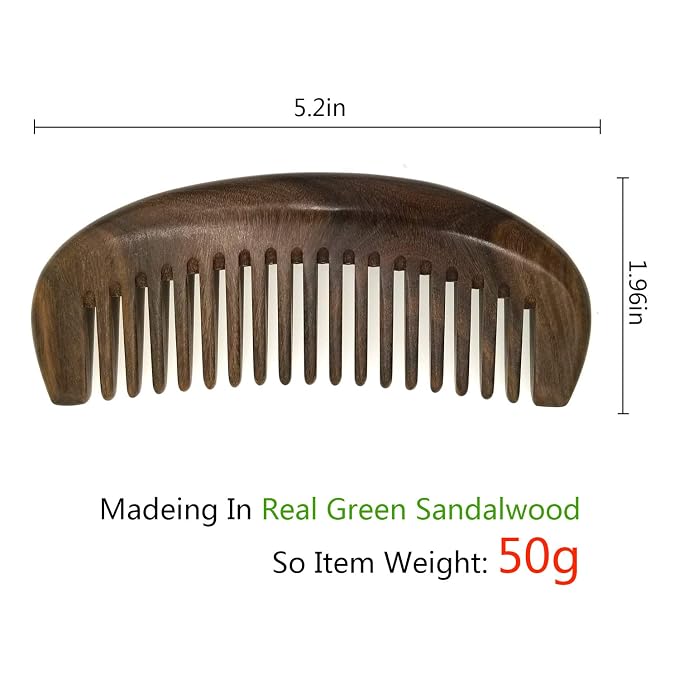 Moon Wide Tooth Comb Paraguay Green Sandalwood