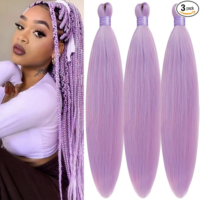 Mixed Lblue Pink Braiding Hair Pre Stretched