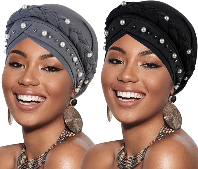 2 Pack Twisted Braid: Pearls Black, Grey