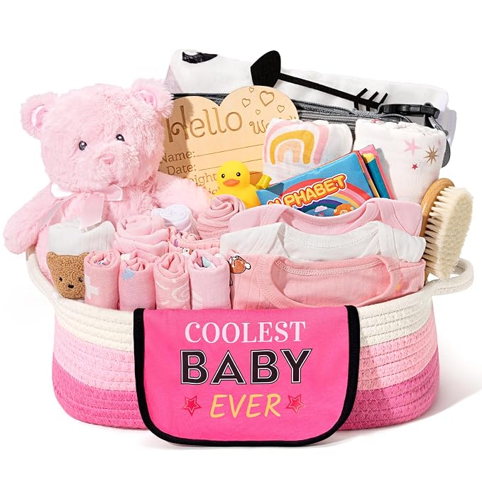 Bear Baby Gift Basket Pink