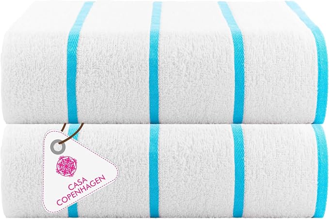 Cabana 2pcs Pool Towel Set White Turquoise