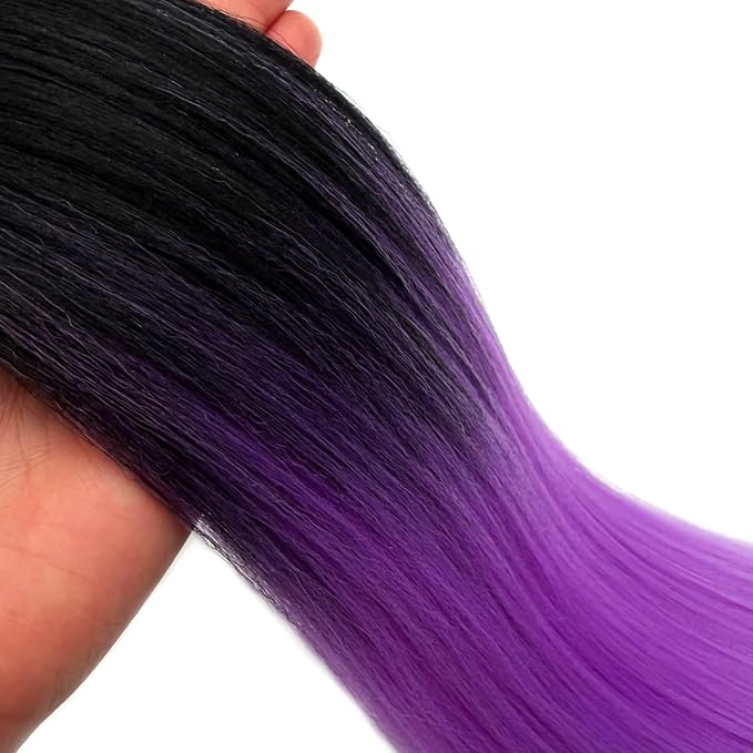 Black to Purple Braiding Hair Pre Stretched