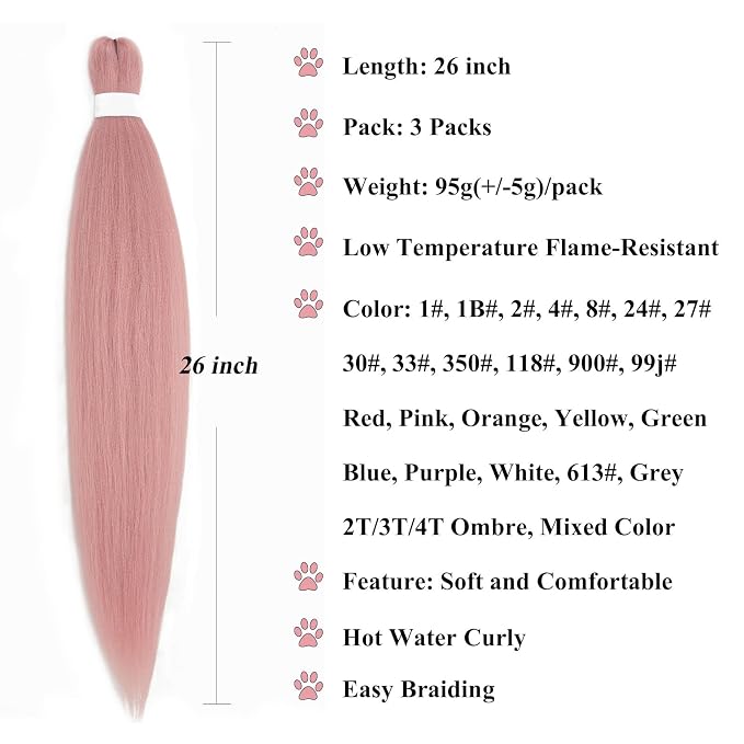 Dark Rose Gold Braiding Hair 3 Packs