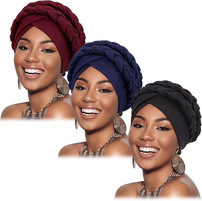 3 Pack Double Braids: Burgundy, Black, Navy Blue