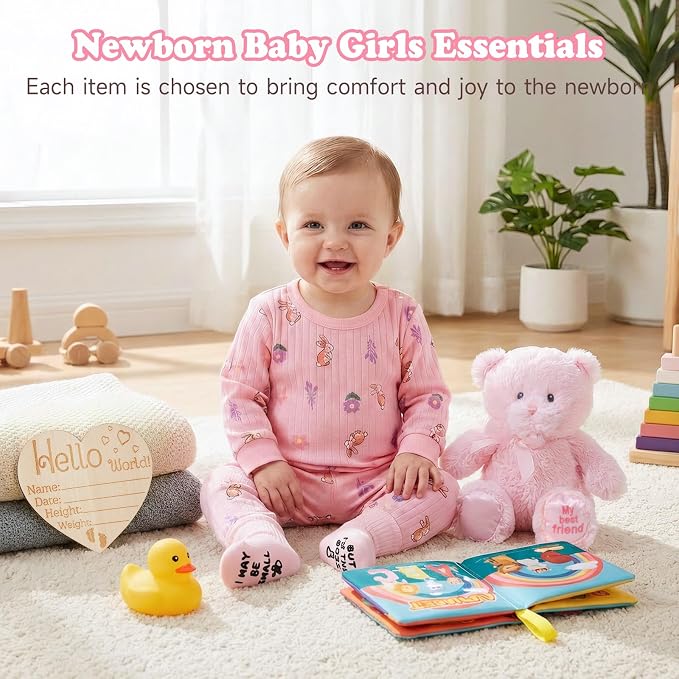 Bear Baby Gift Basket Pink
