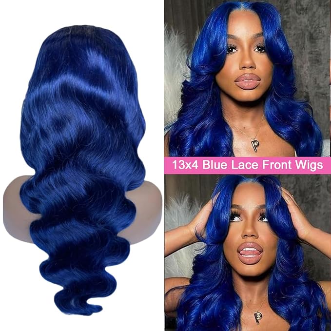Blue Body Wave Lace Front Wigs Human Hair