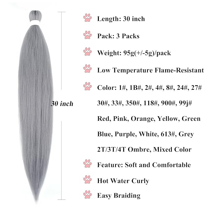 Grey Braiding Hair 3 Packs