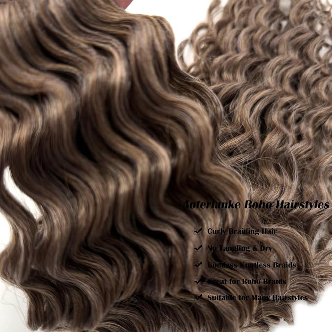 Mixed Golden Brown Braiding Hair with Boho Curls
