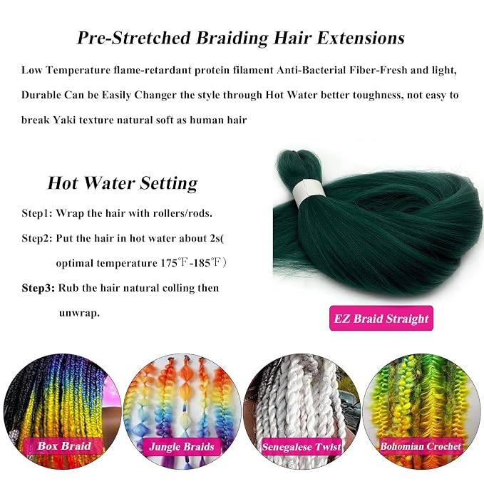 Dark Green Braiding Hair 6 Packs