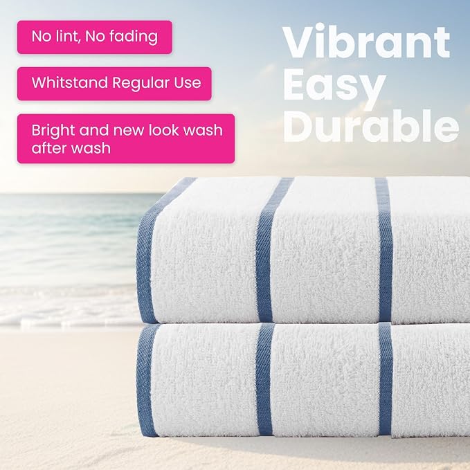 Cabana 2pcs Pool Towel Set White Ink Blue