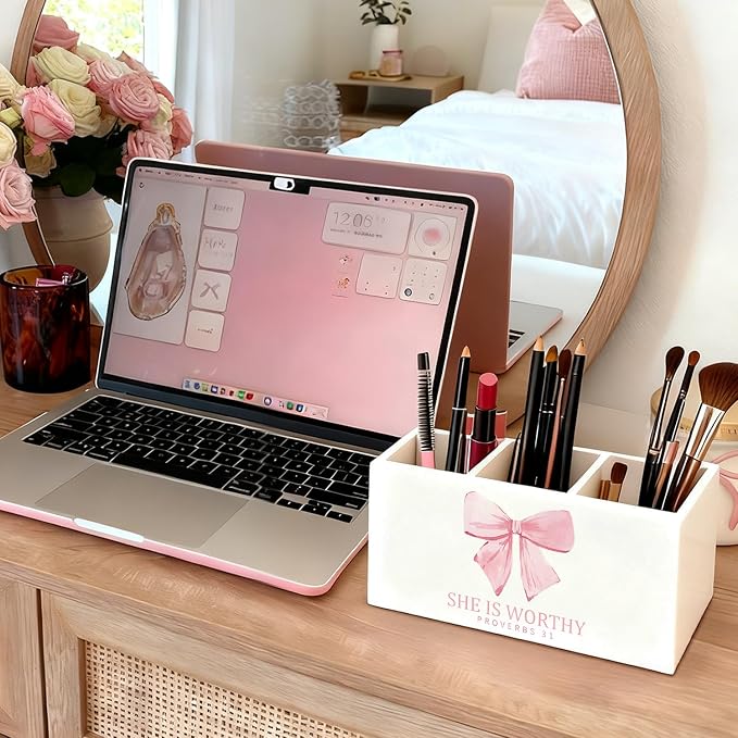 01-Pink Bow Christian Pen Holder(6)