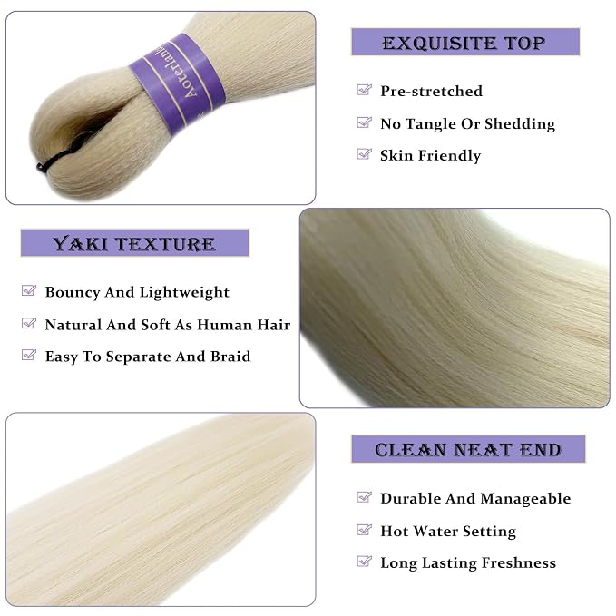 Ash Blonde Braiding Hair Pre Stretched