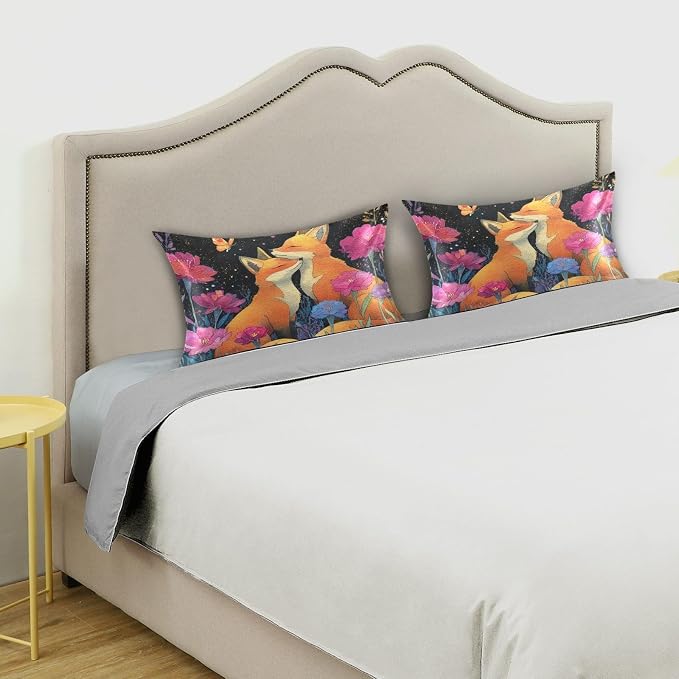 Orange Foxes Carnations Colorful