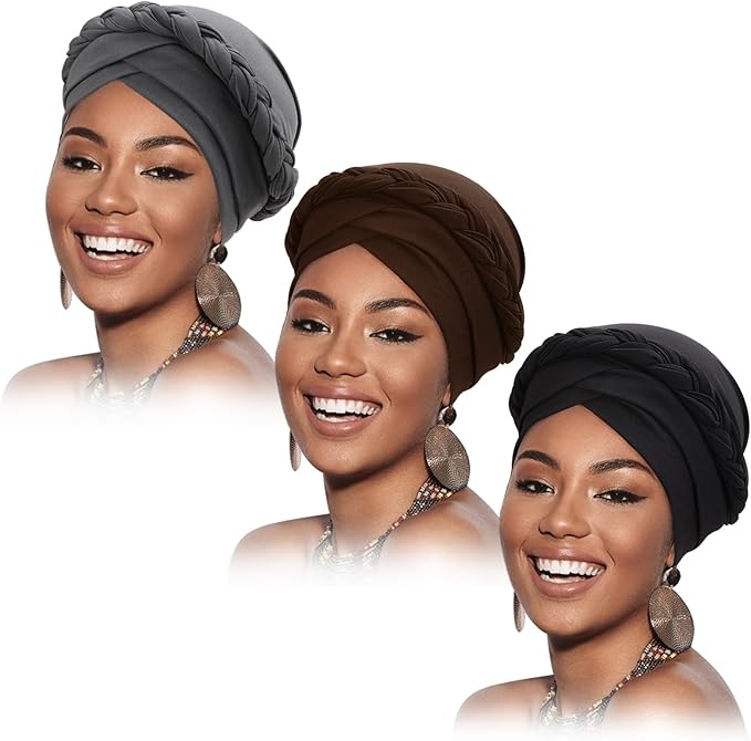 3 Pcs Twisted Braid: Dark Grey/Dark Brown/Black