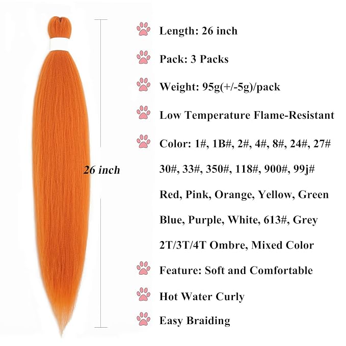 Golden Orange Braiding Hair 3 Packs