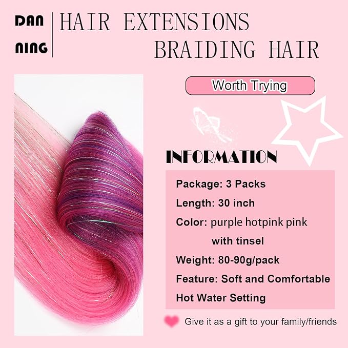 purple-hotpink-pink with tinsel