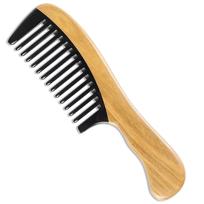 Green Sandalwood Buffalo Horn Wide Tooth
