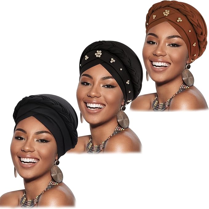 3 Pack Twisted Braid: Gold Bead (Black/Coffee)/Black