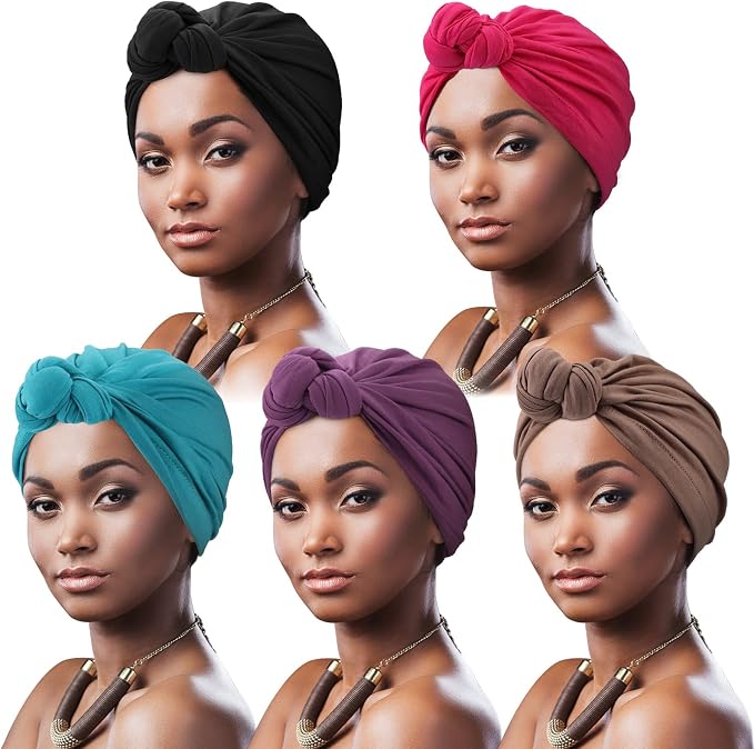 5 Pack Knotted: Black, Khaki, Rose, Purple, Teal