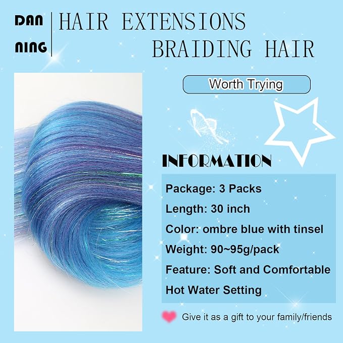 ombre purple lake blue with tinsel