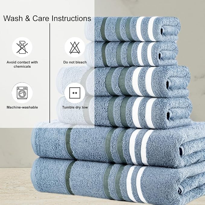 Exotic 6pcs Towel Set Steel Blue