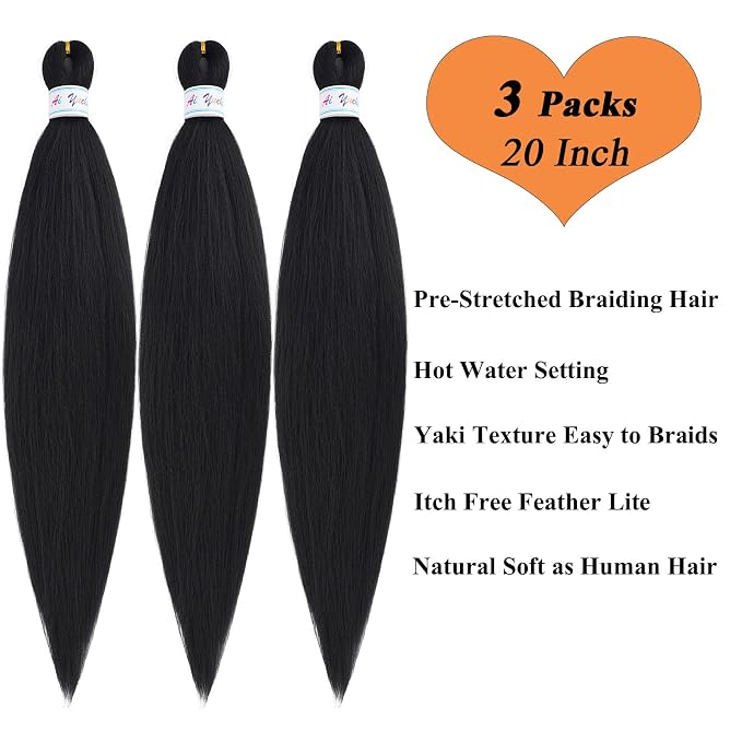 1B Black Braiding Hair 3 Packs