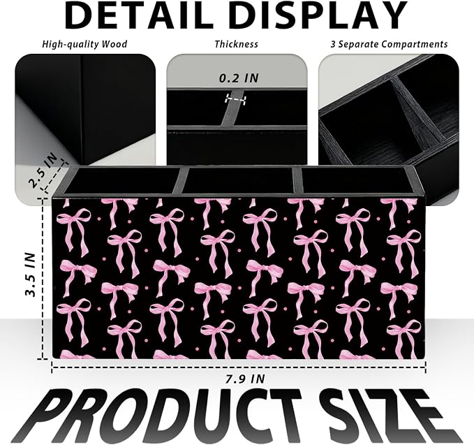 02-Pink and Black Bow Pen Holder(1)