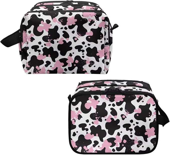 Pink Black Cow Print
